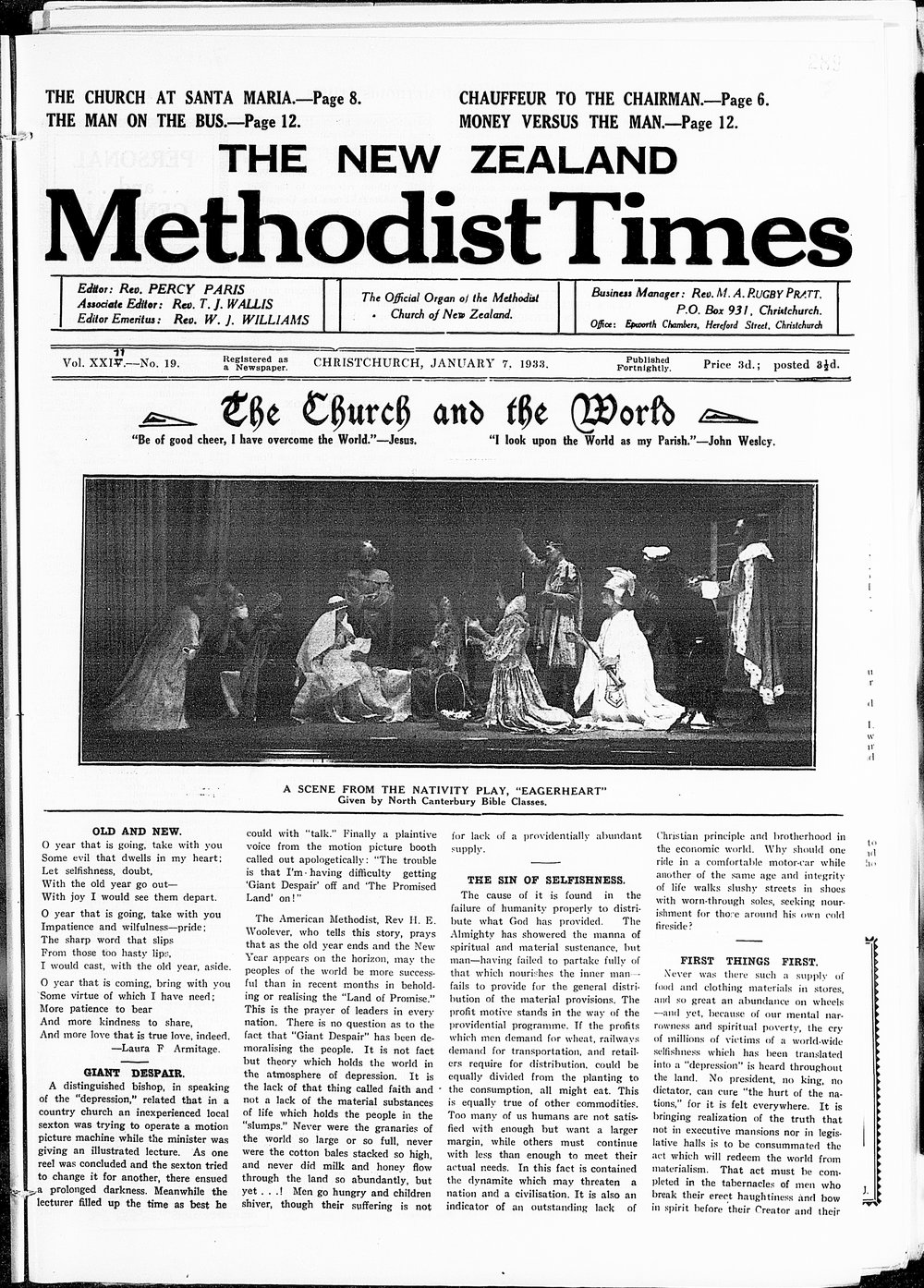 The New Zealand Methodist Times: 7th January 1933