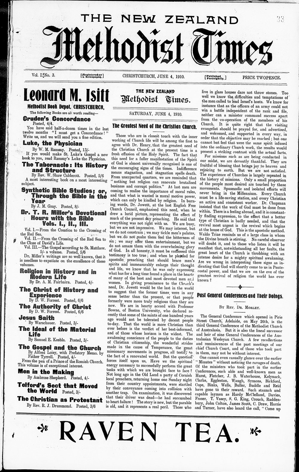 The New Zealand Methodist Times: 4th June 1910