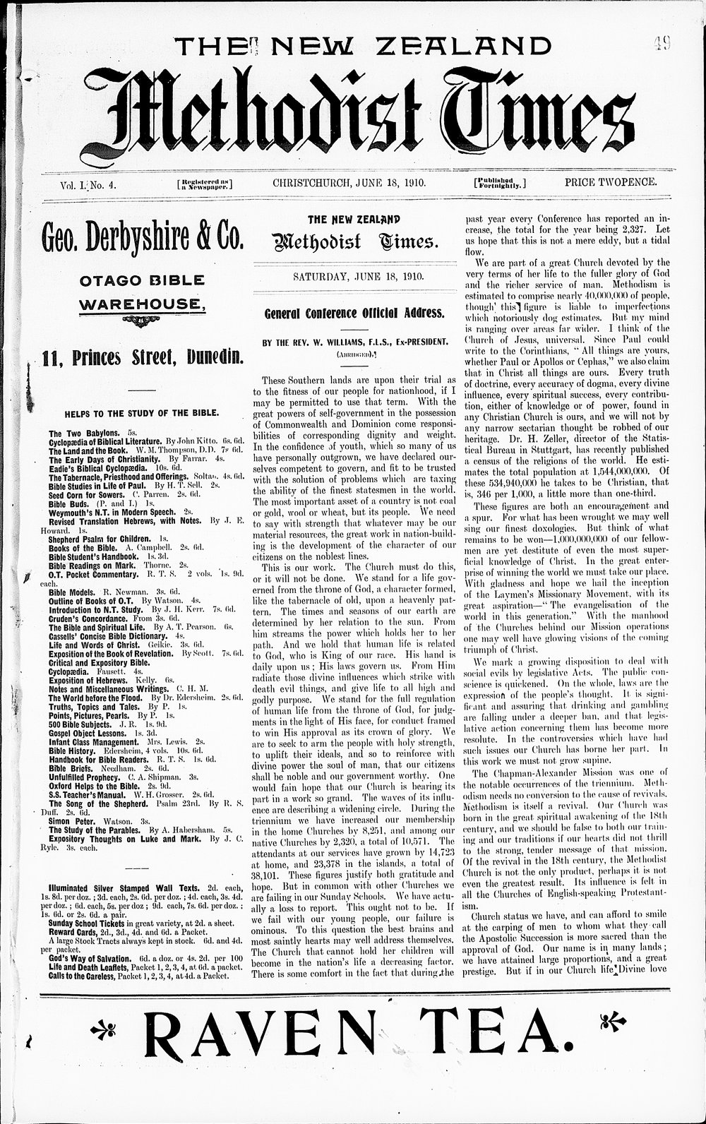 The New Zealand Methodist Times: 18th June 1910