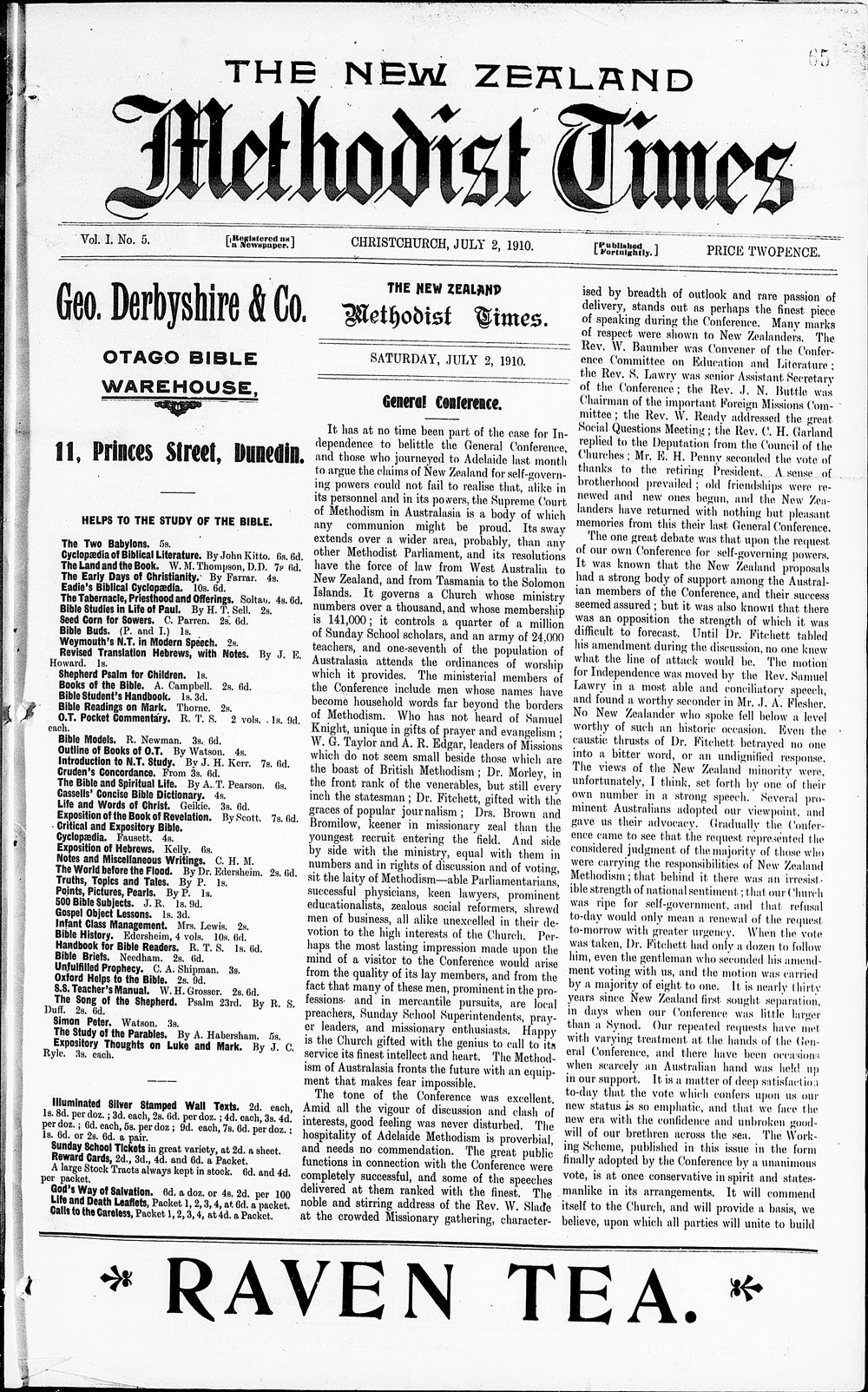 The New Zealand Methodist Times: 2nd July 1910