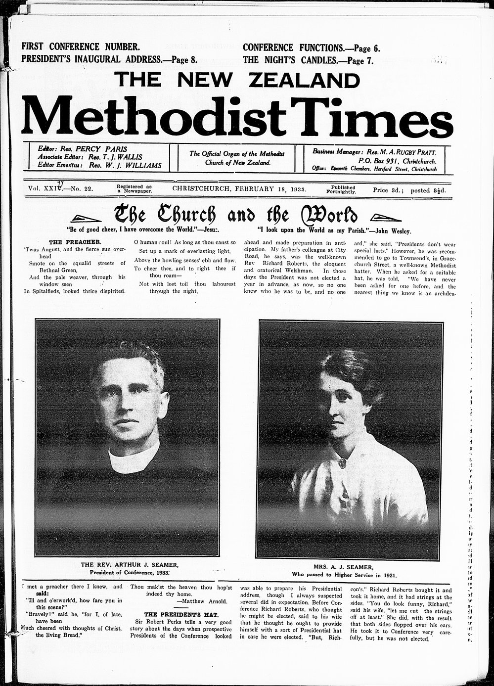 The New Zealand Methodist Times: 18th February 1933