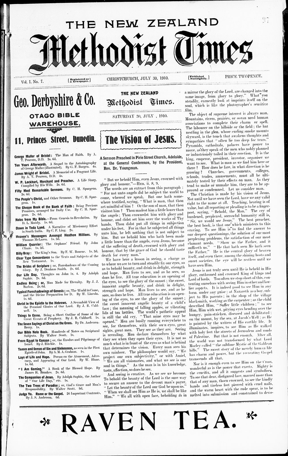 The New Zealand Methodist Times: 30th July 1910