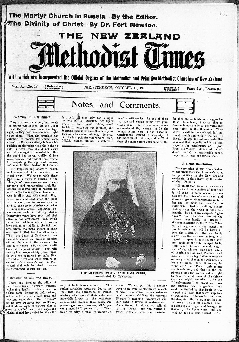 The New Zealand Methodist Times: 11th October 1919