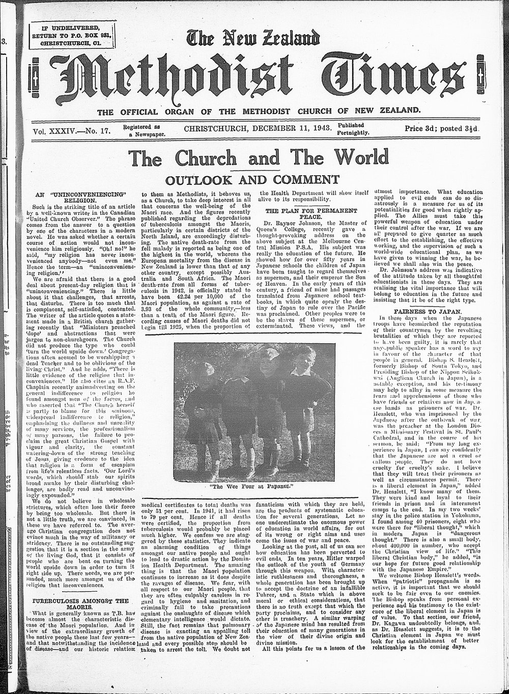 The New Zealand Methodist Times: 11th December 1943