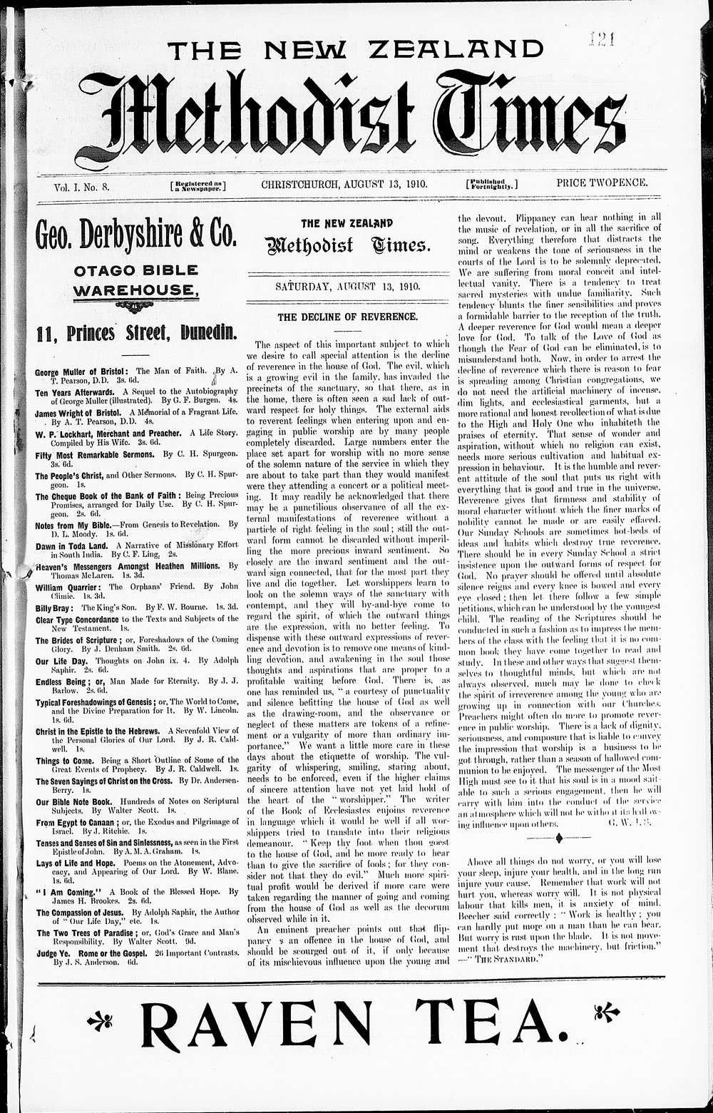 The New Zealand Methodist Times: 13th August 1910