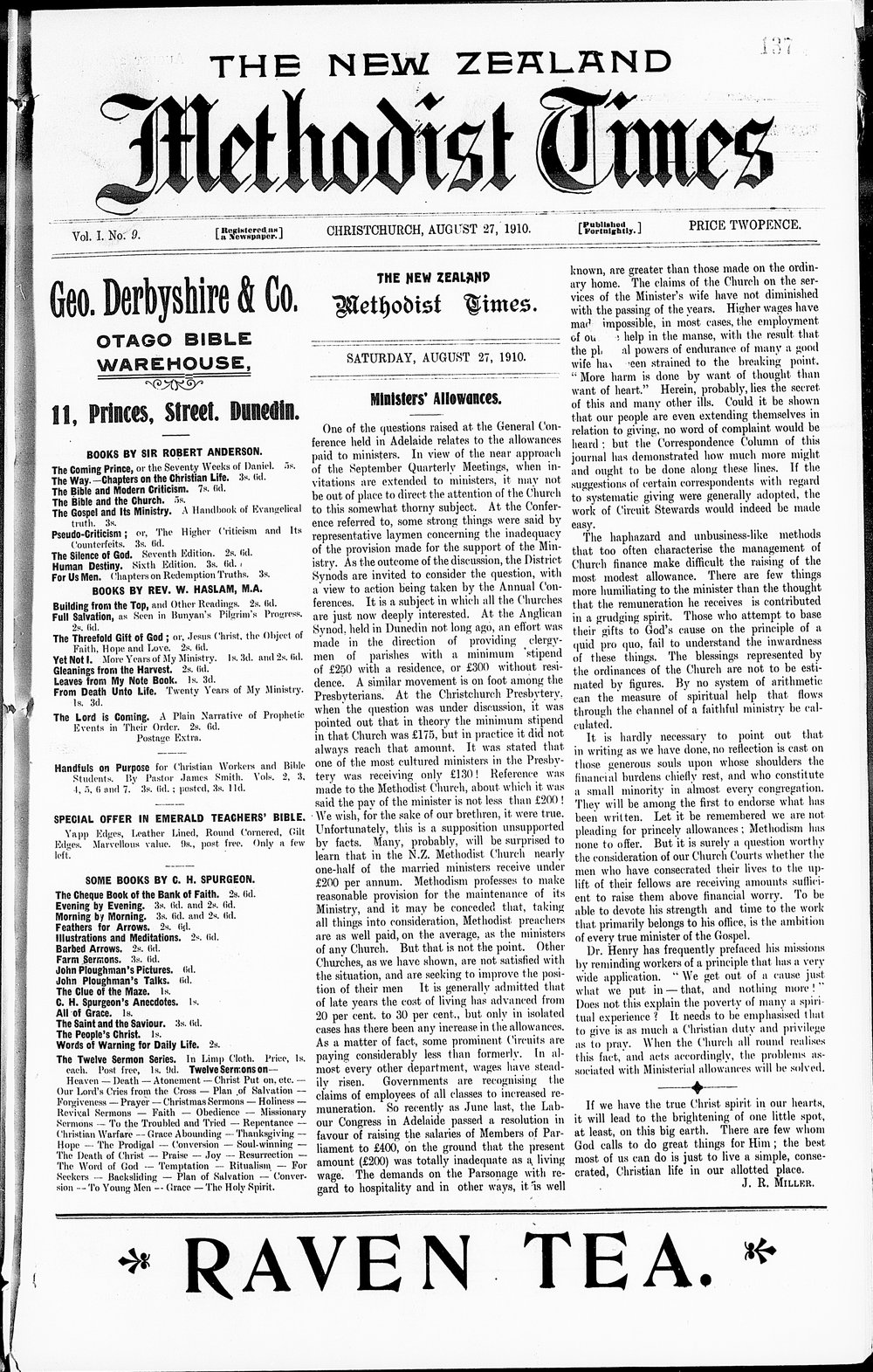 The New Zealand Methodist Times: 27th August 1910