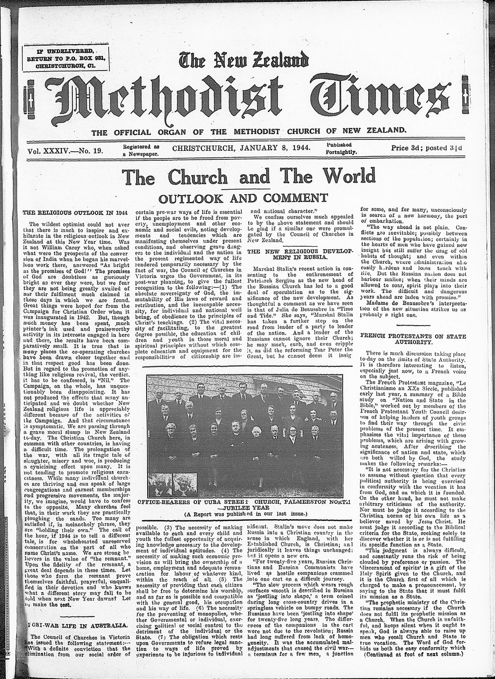 The New Zealand Methodist Times: 8th January 1944