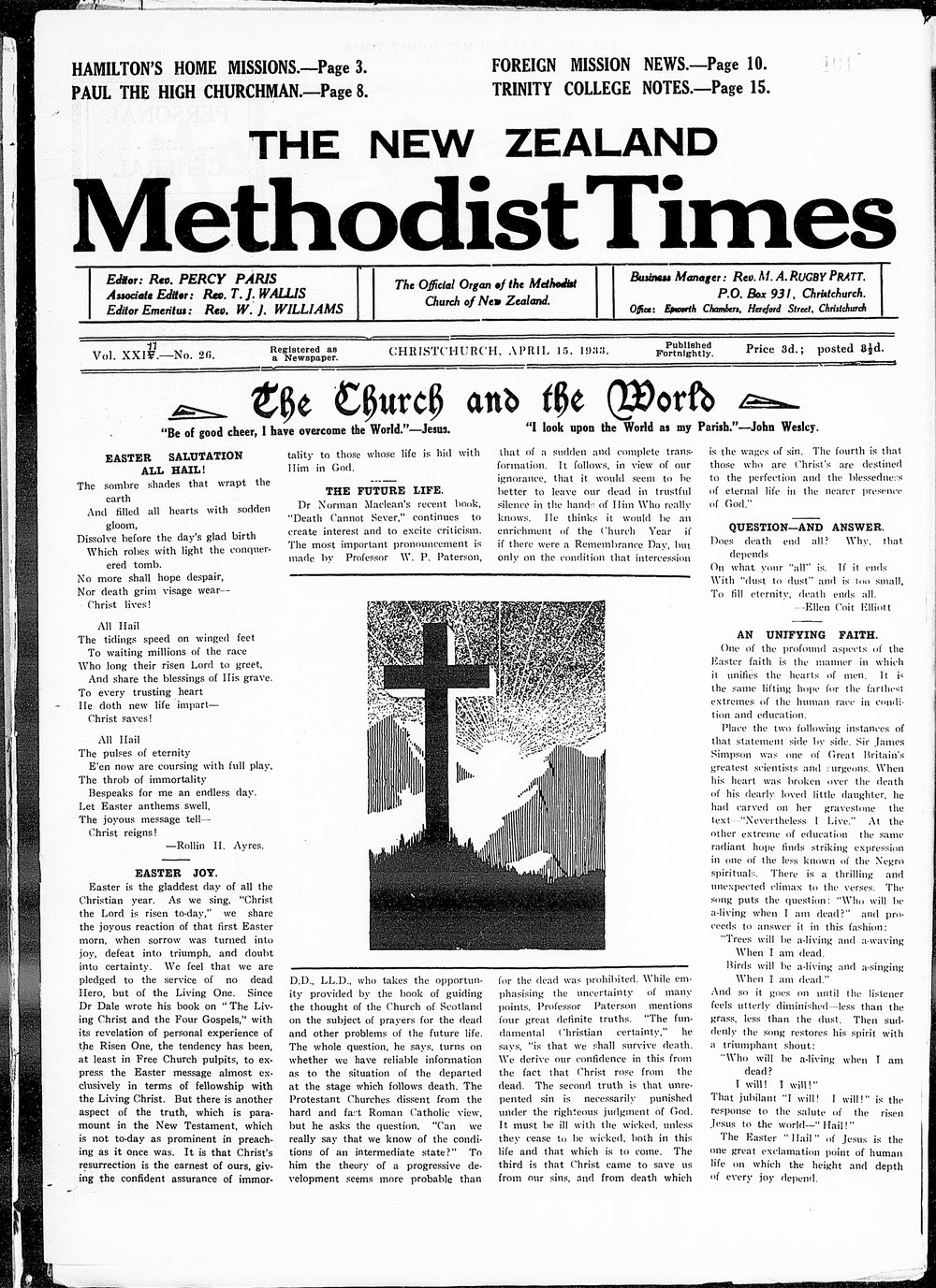 The New Zealand Methodist Times: 15th April 1933