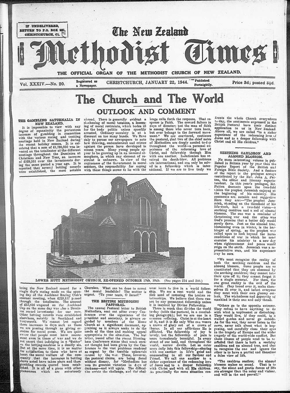 The New Zealand Methodist Times: 22nd January 1944
