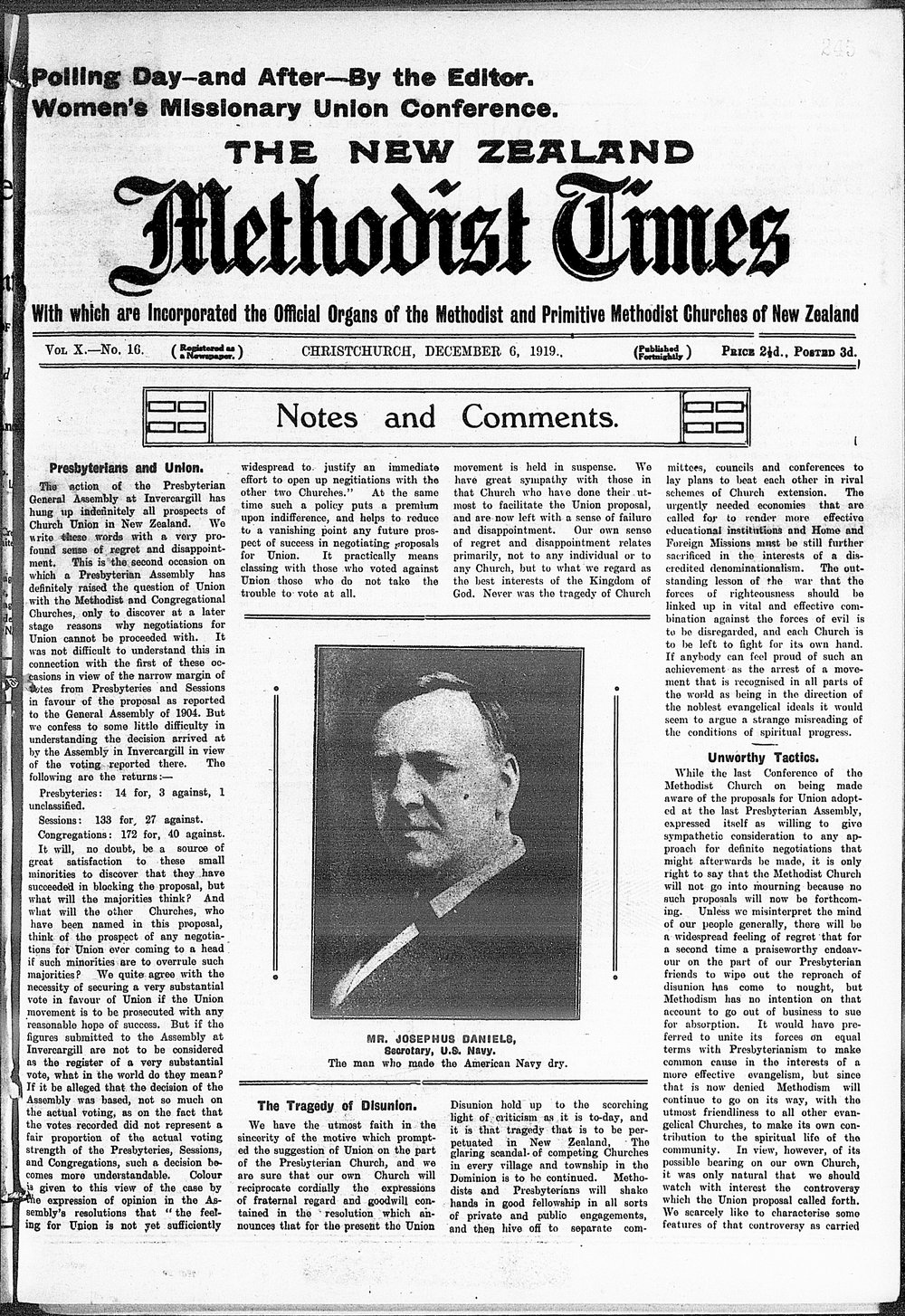 The New Zealand Methodist Times: 6th December 1919