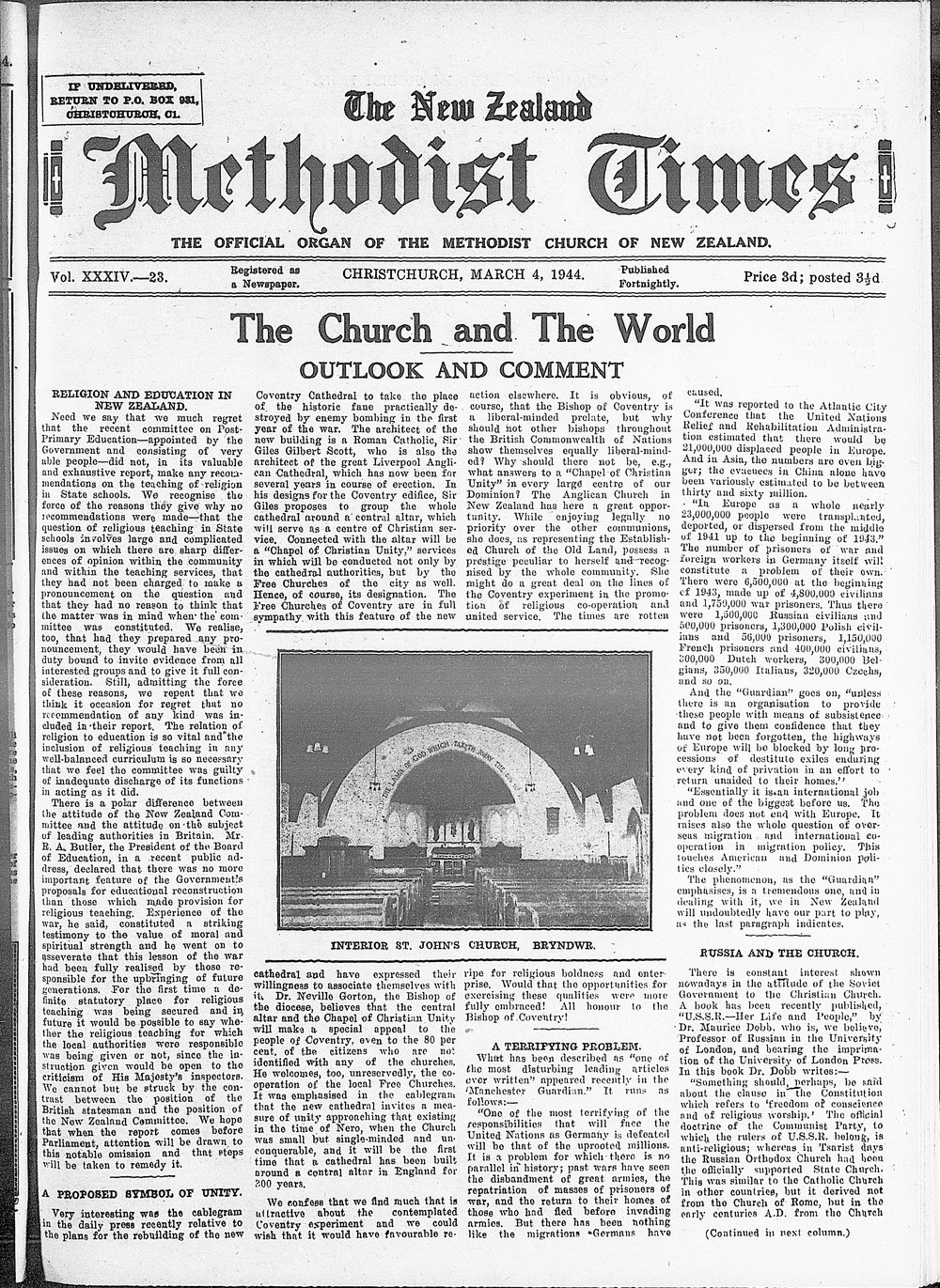 The New Zealand Methodist Times: 4th March 1944