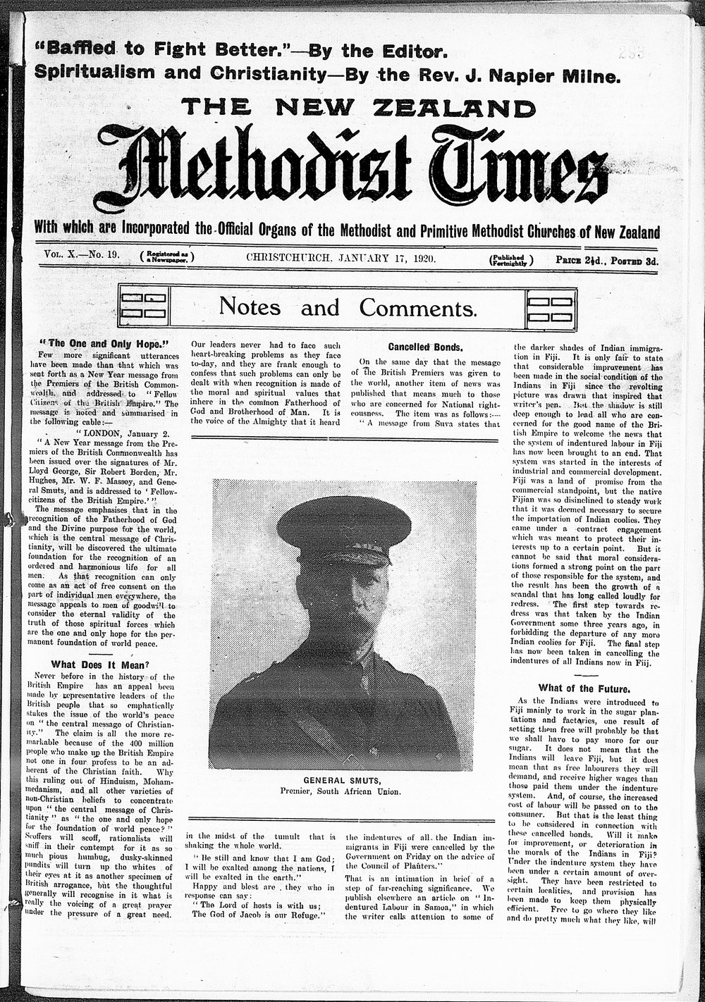 The New Zealand Methodist Times: 17th January 1920