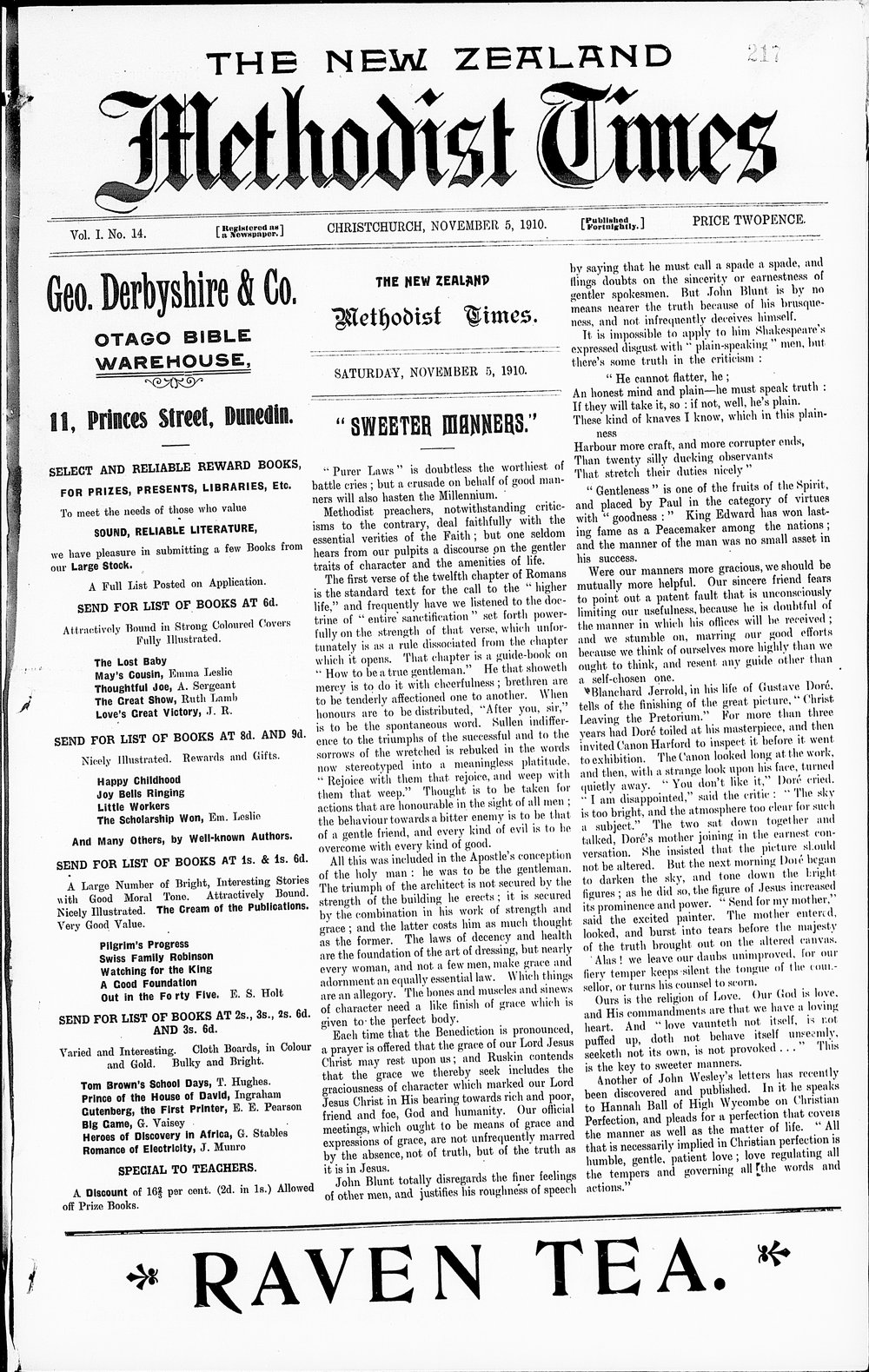 The New Zealand Methodist Times: 5th November 1910