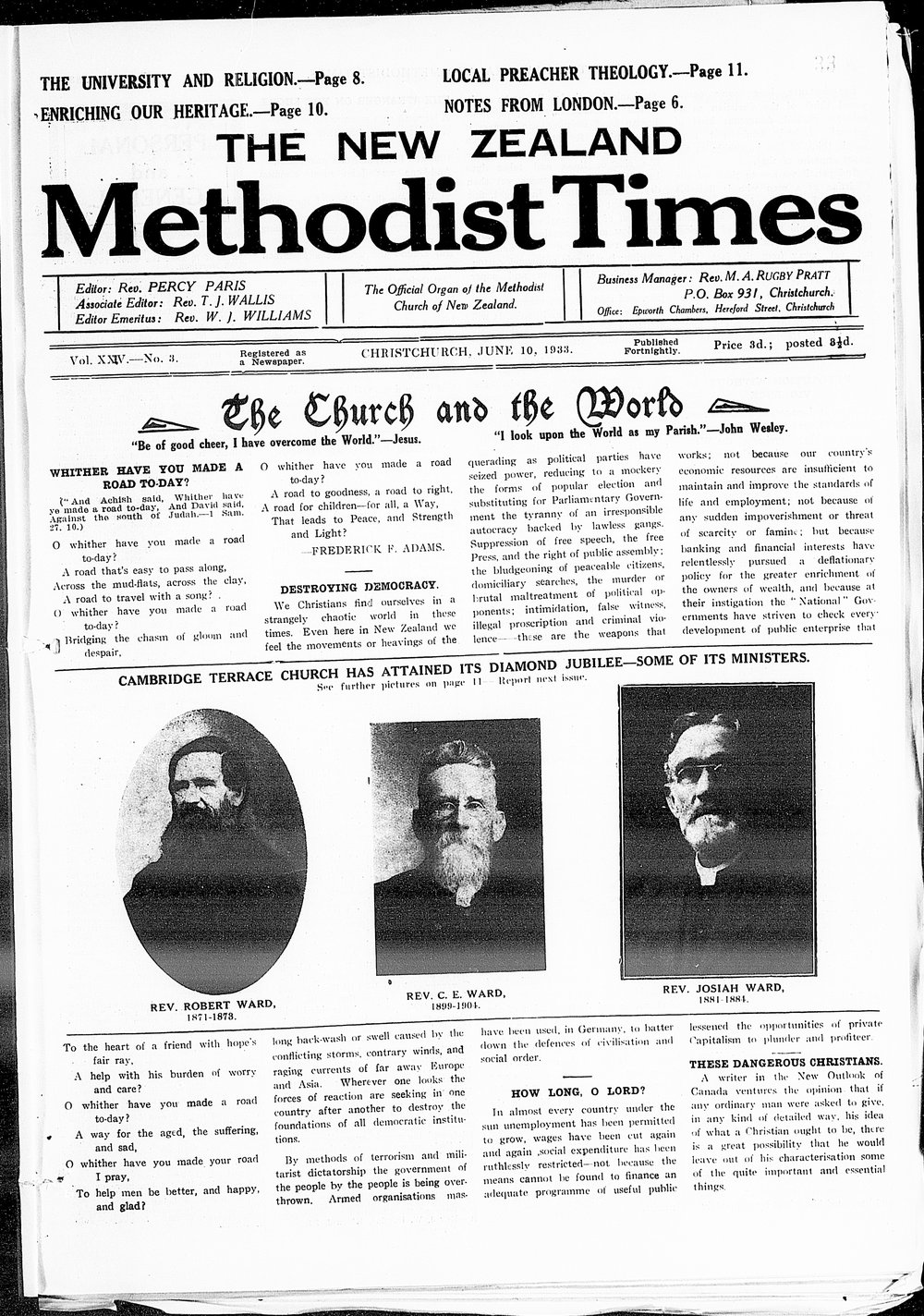 The New Zealand Methodist Times: 10th June 1933