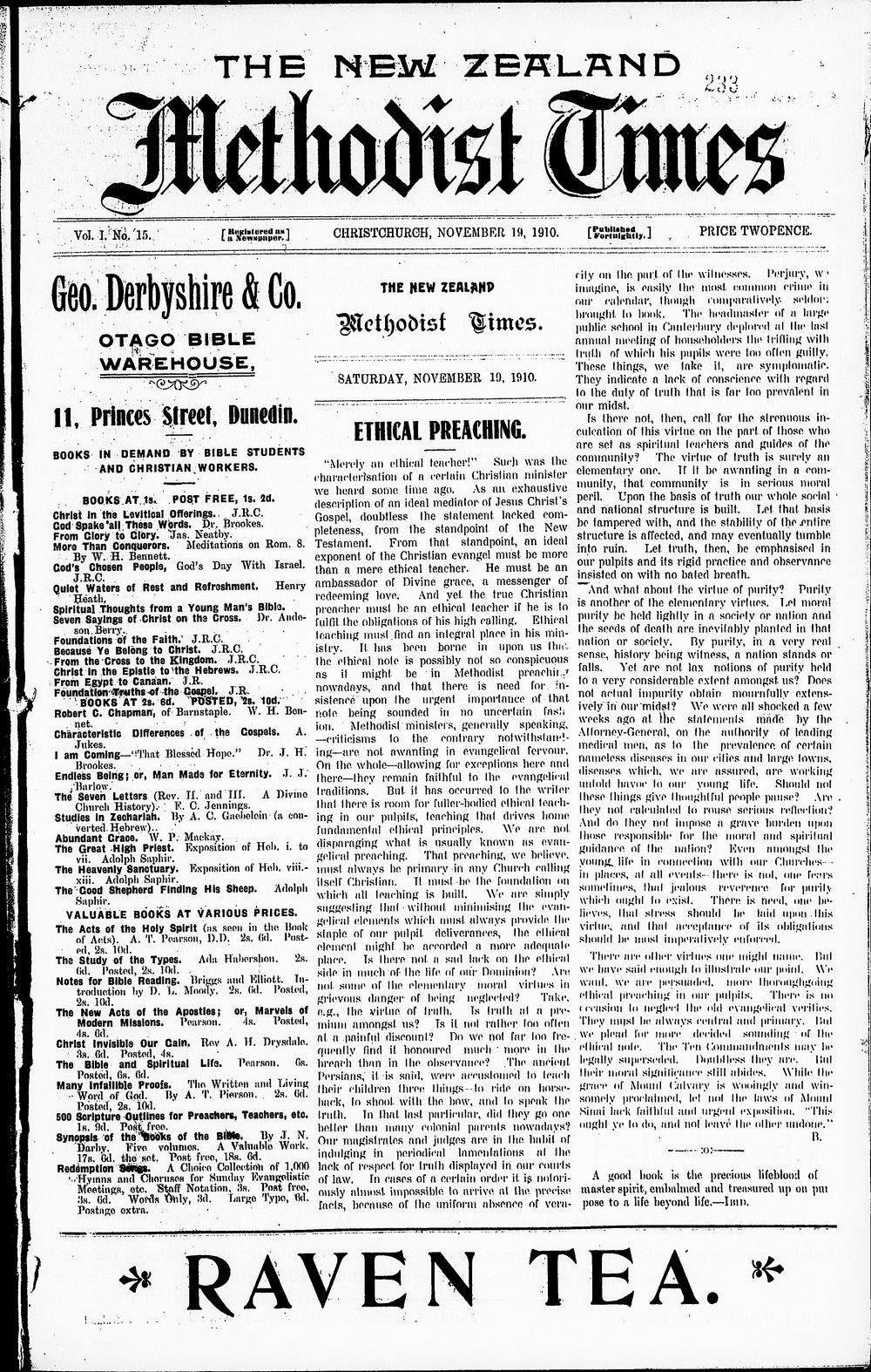 The New Zealand Methodist Times: 19th November 1910