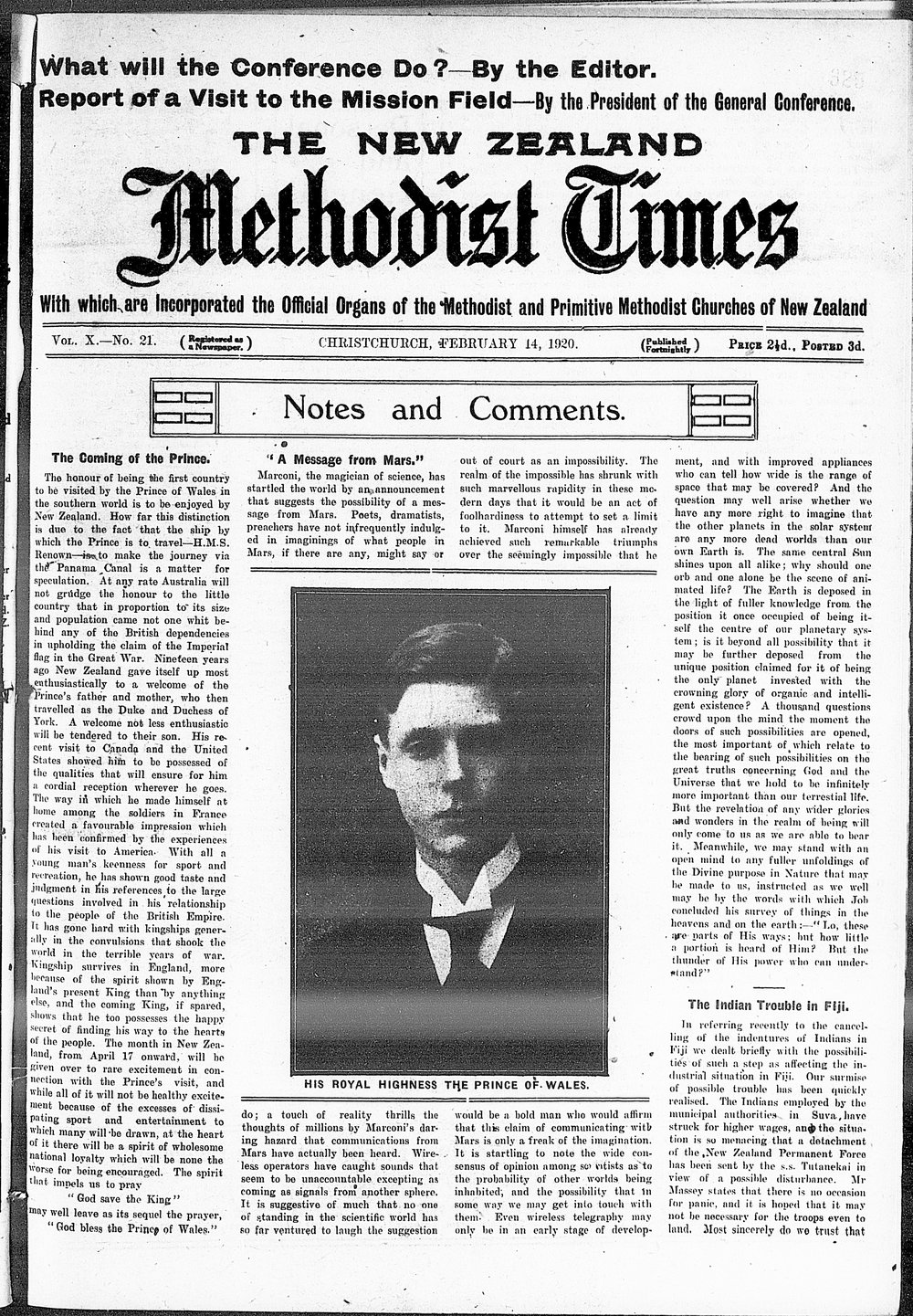 The New Zealand Methodist Times: 14th February 1920