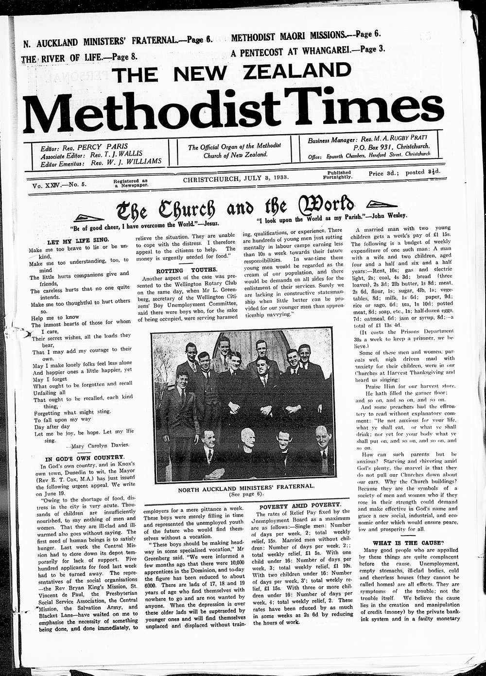 The New Zealand Methodist Times: 8th July 1933