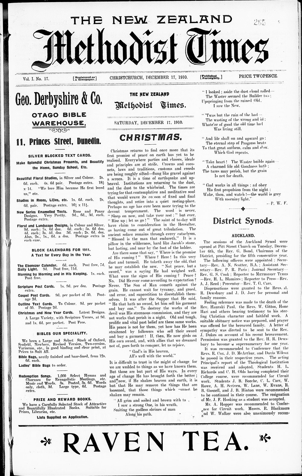 The New Zealand Methodist Times: 17th December 1910
