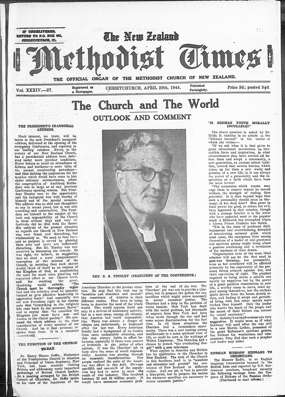 The New Zealand Methodist Times: 29th April 1944