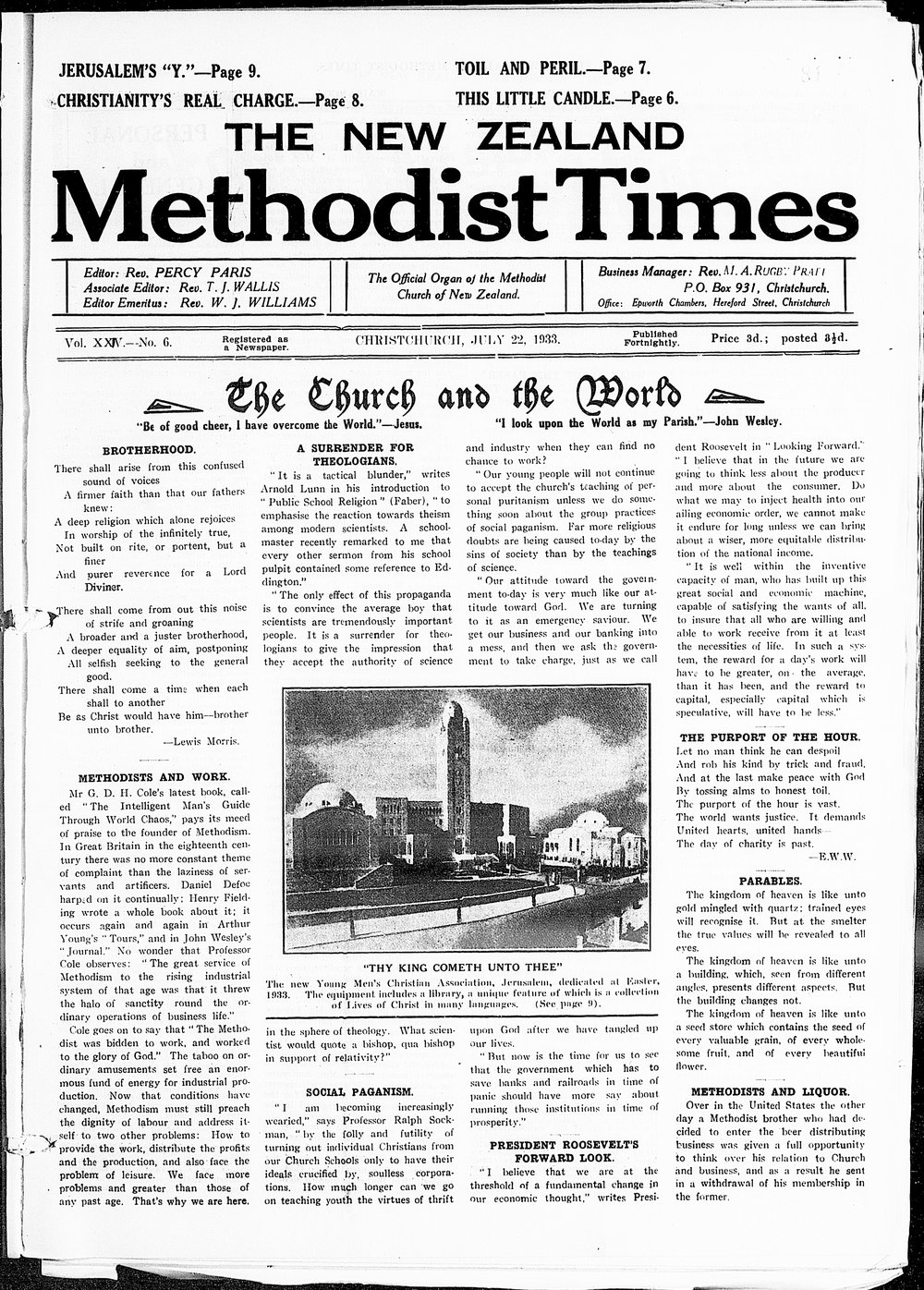 The New Zealand Methodist Times: 22nd July 1933