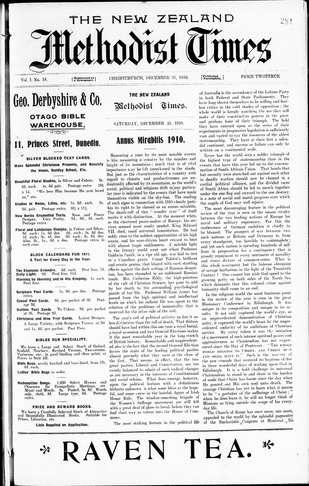 The New Zealand Methodist Times: 31st December 1910