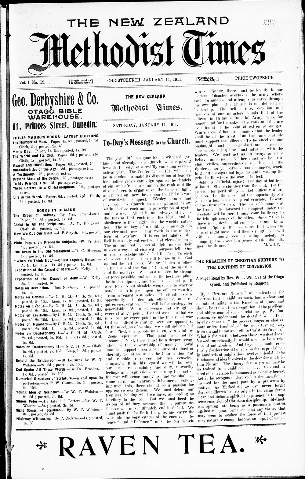 The New Zealand Methodist Times: 14th January 1911
