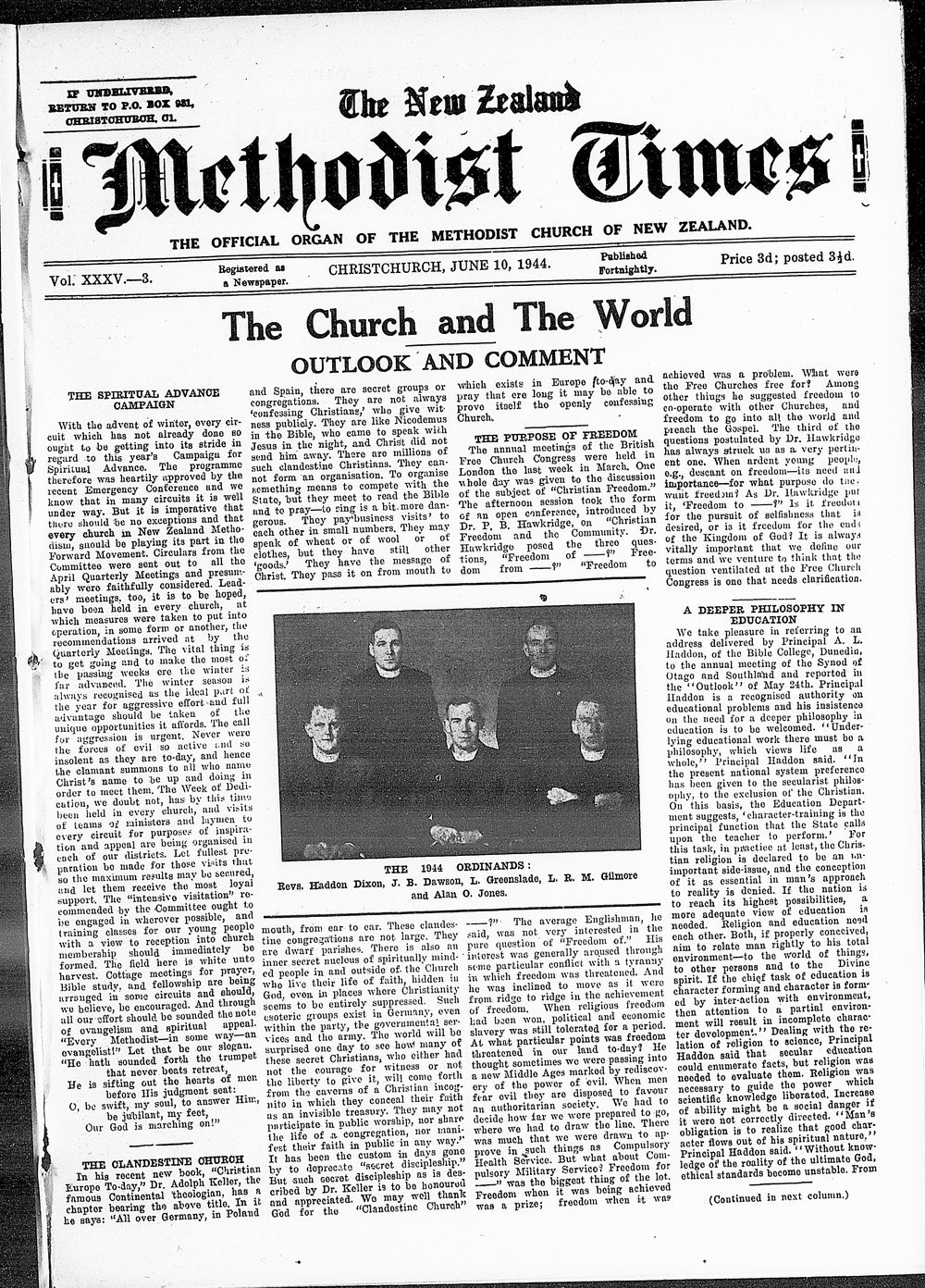 The New Zealand Methodist Times: 10th June 1944