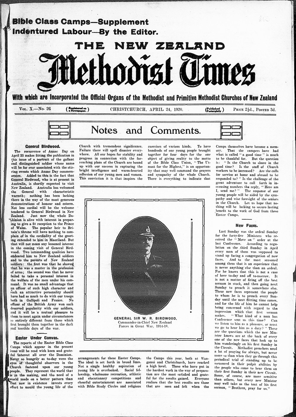 The New Zealand Methodist Times: 24th April 1920