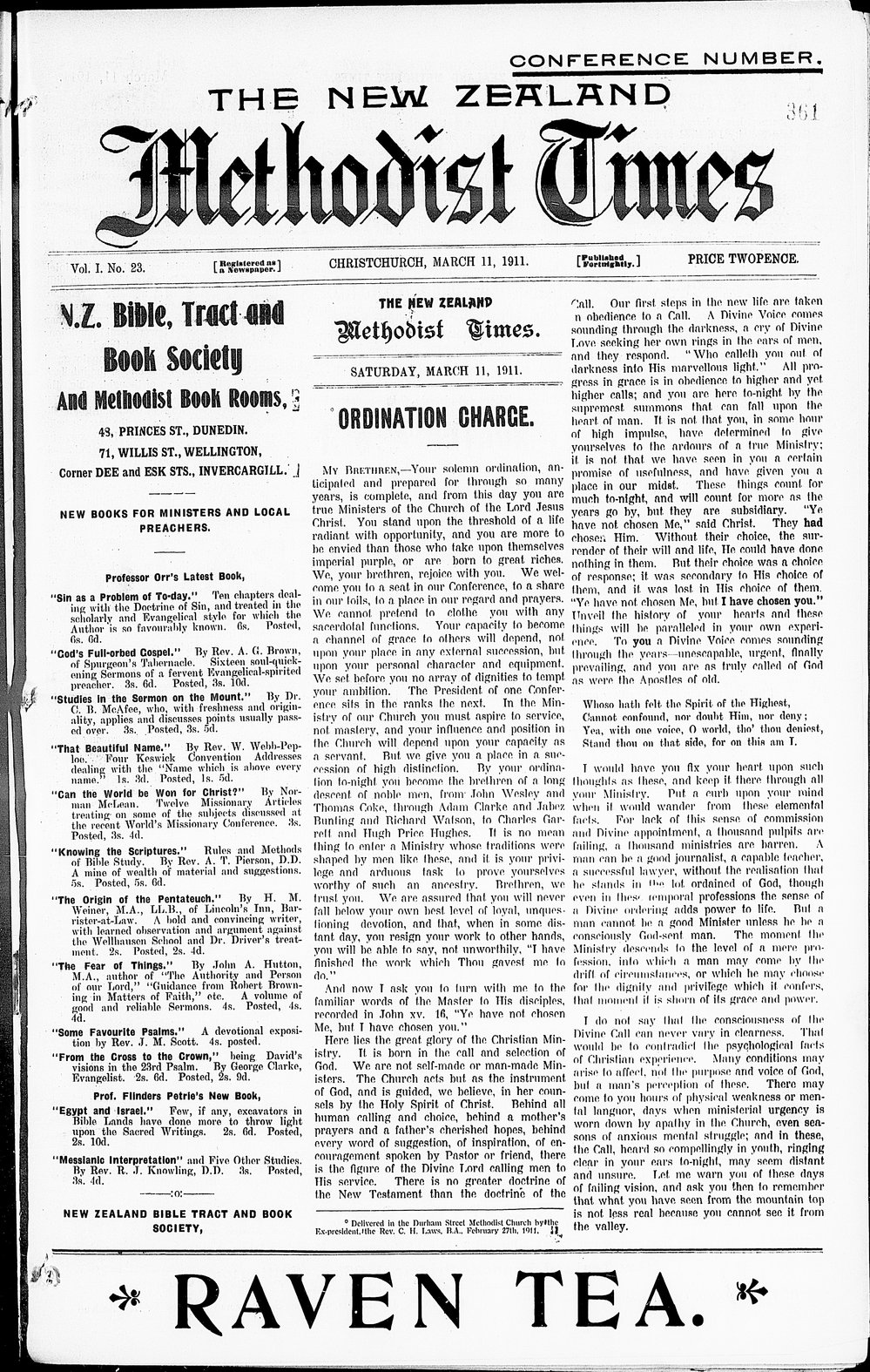 The New Zealand Methodist Times: 11th March 1911