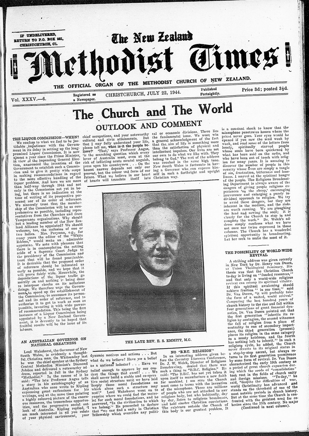 The New Zealand Methodist Times: 22nd July 1944