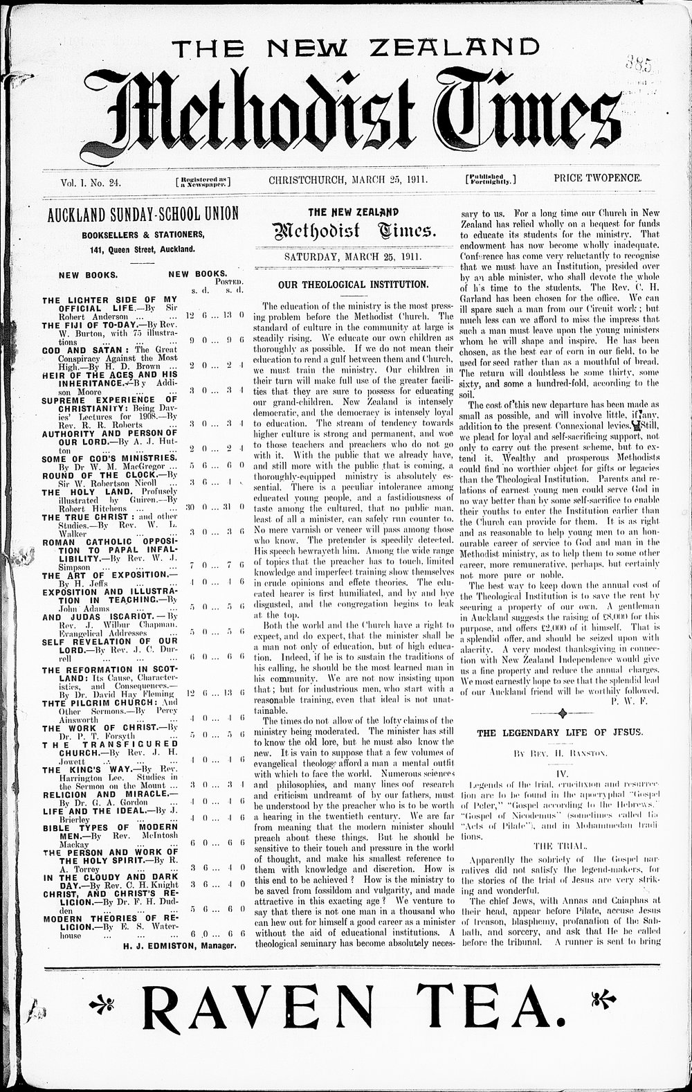 The New Zealand Methodist Times: 25th March 1911