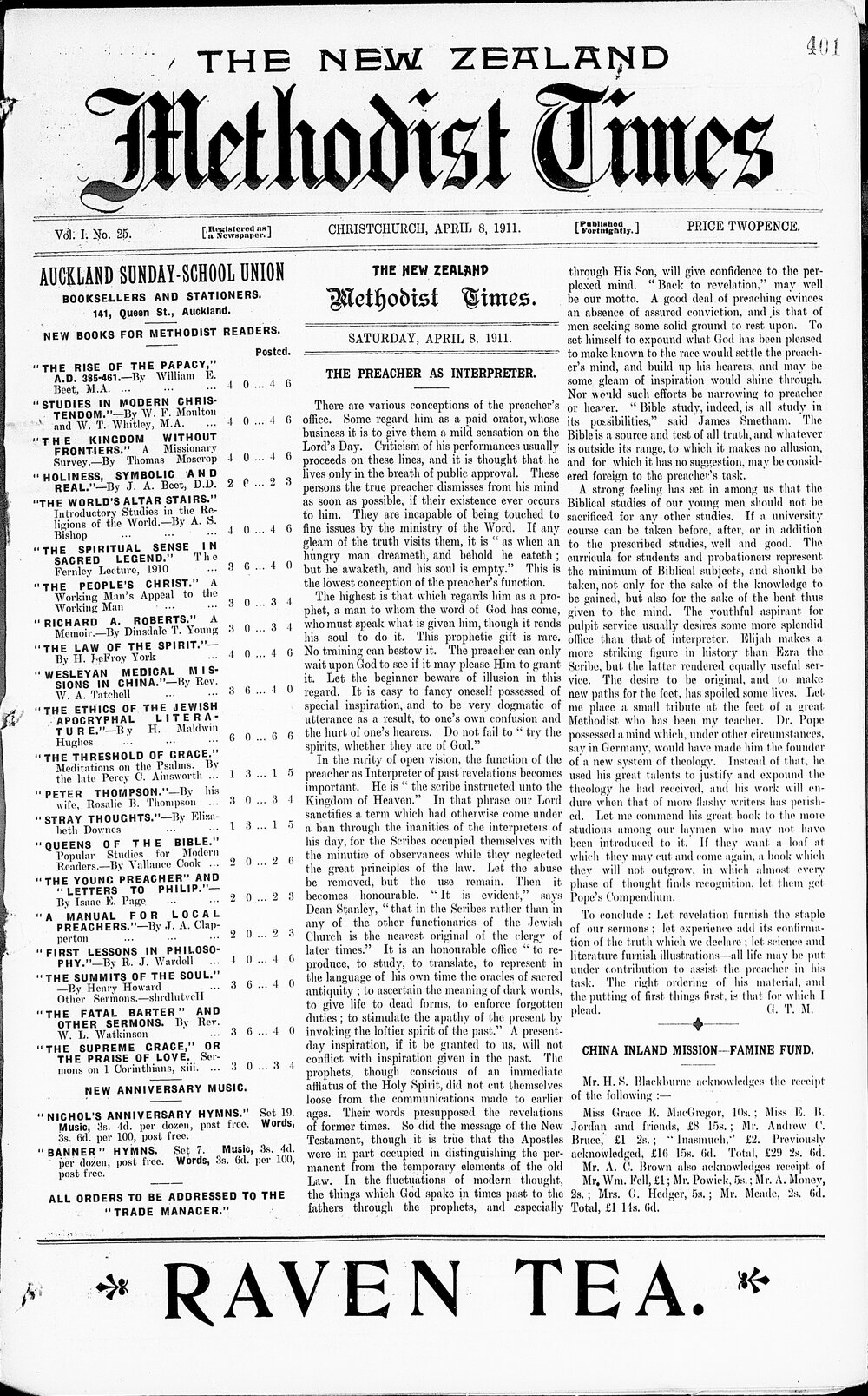 The New Zealand Methodist Times: 8th April 1911