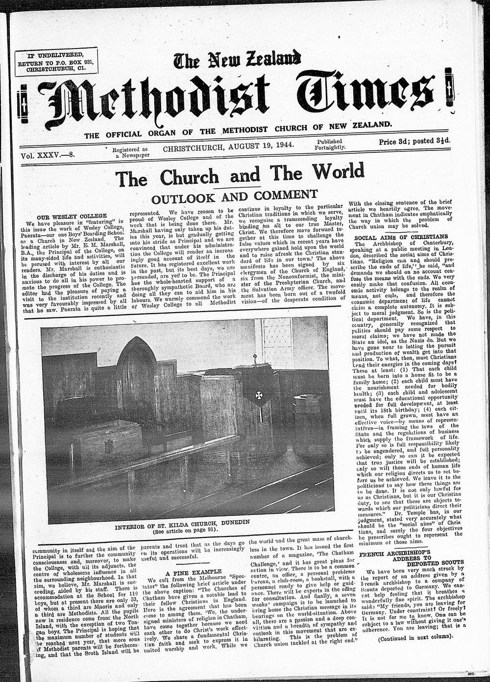The New Zealand Methodist Times: 19th August 1944