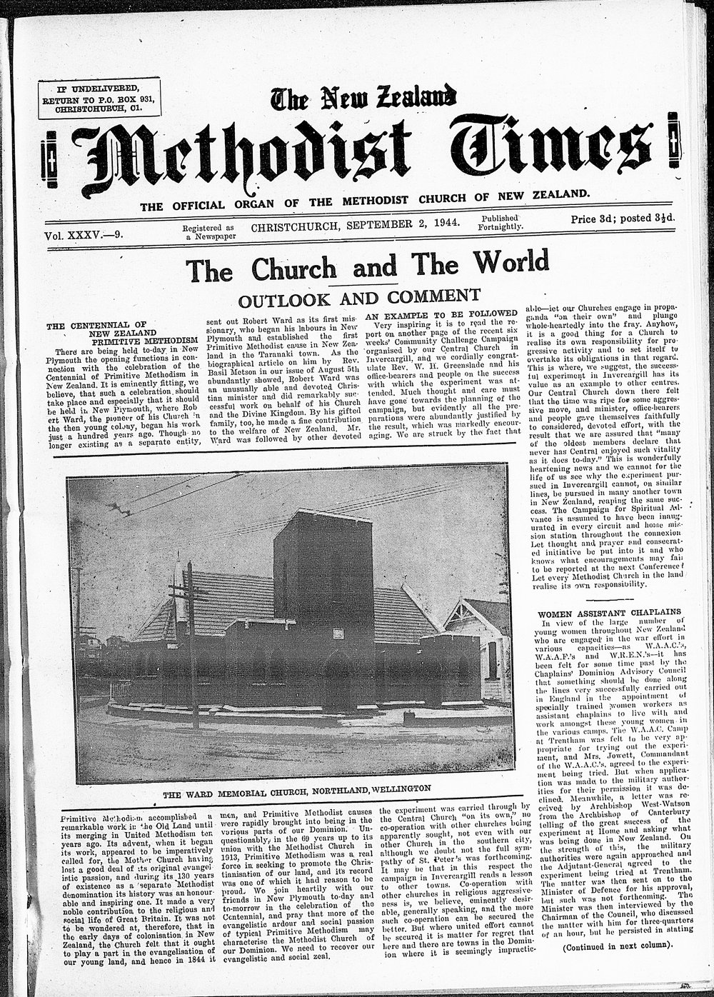 The New Zealand Methodist Times: 2nd September 1944