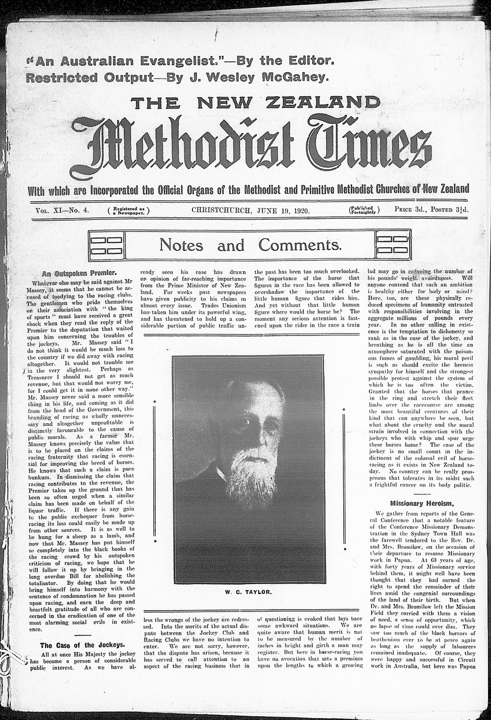 The New Zealand Methodist Times: 19th June 1920