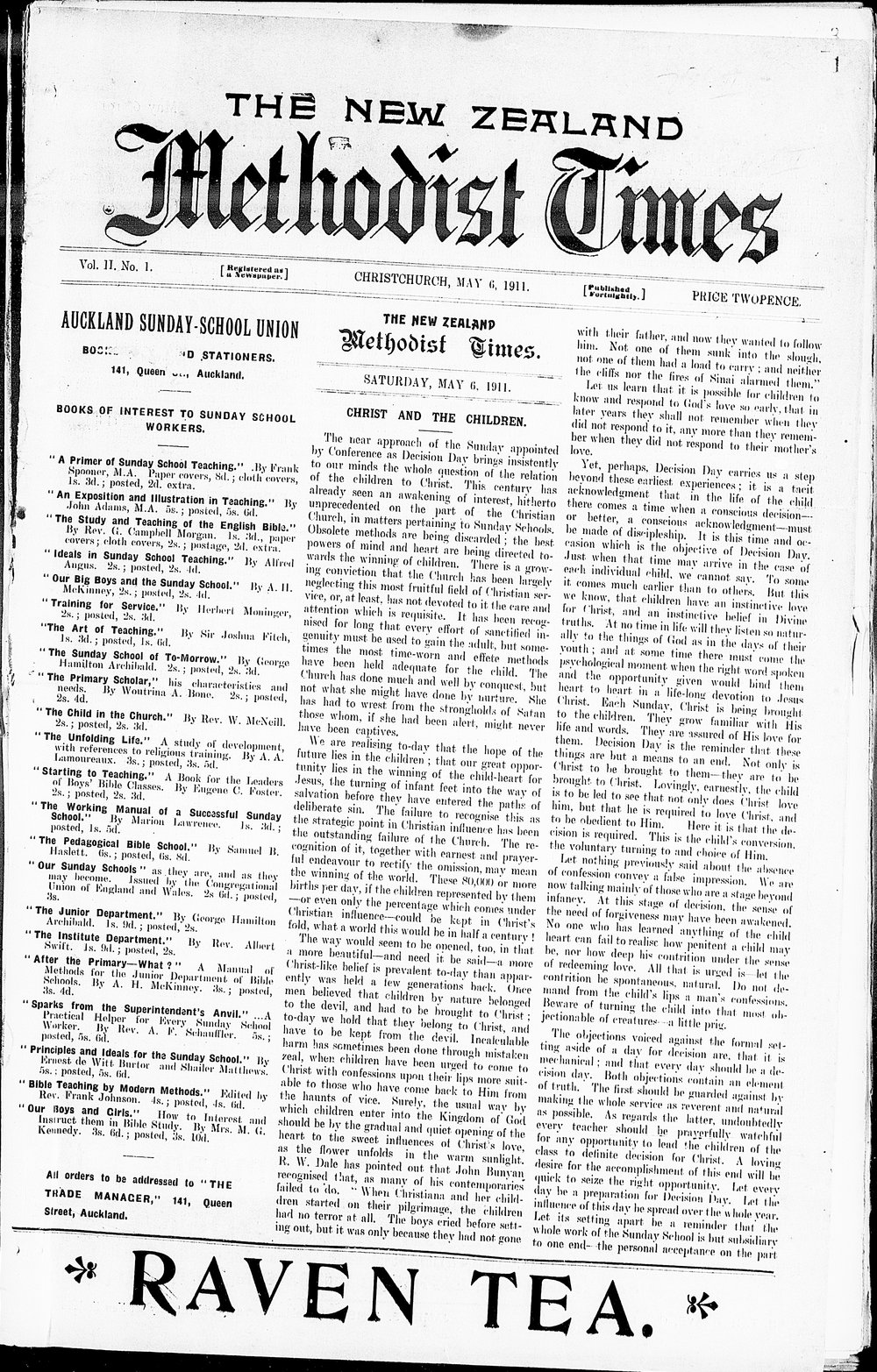 The New Zealand Methodist Times: 6th May 1911