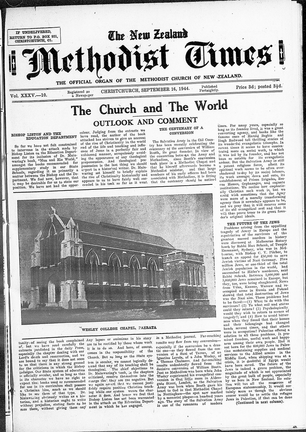 The New Zealand Methodist Times: 16th September 1944
