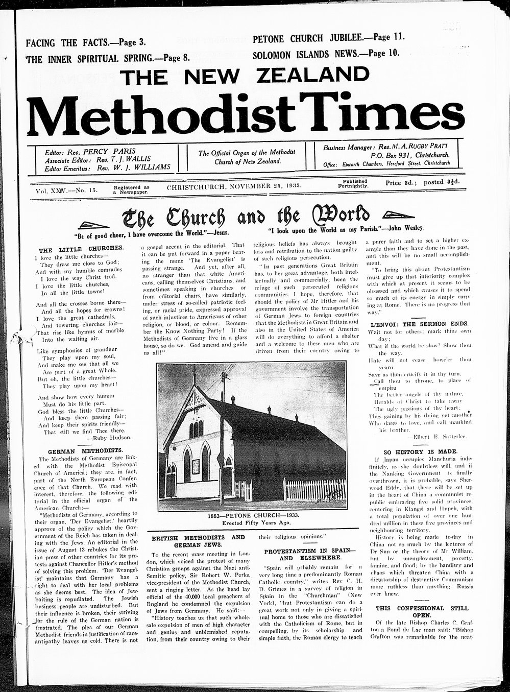 The New Zealand Methodist Times: 25th November 1933