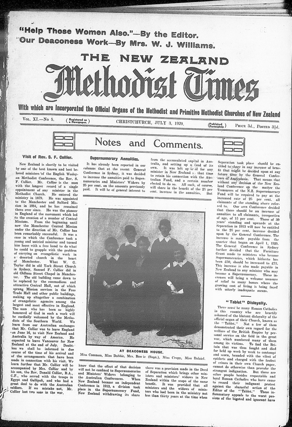 The New Zealand Methodist Times: 3rd July 1920