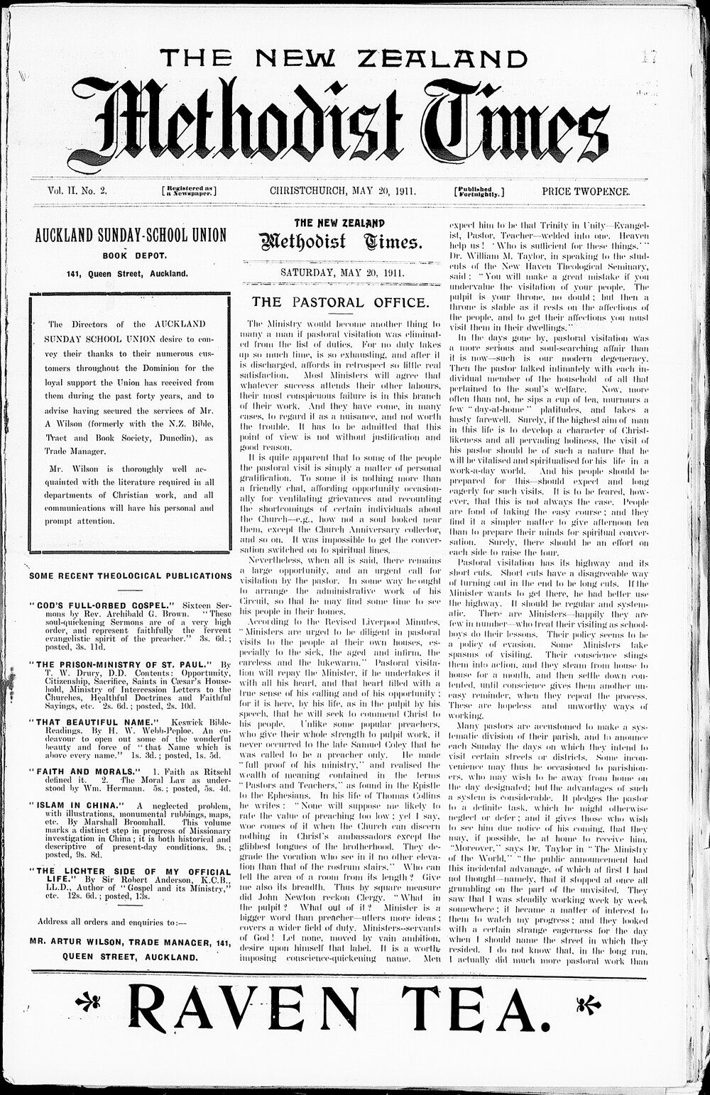 The New Zealand Methodist Times: 20th May 1911