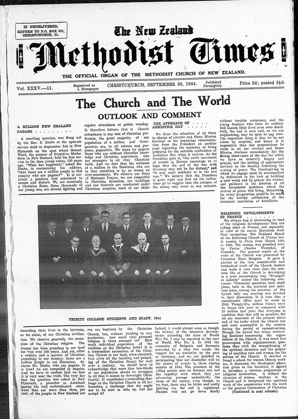 The New Zealand Methodist Times: 30th September 1944