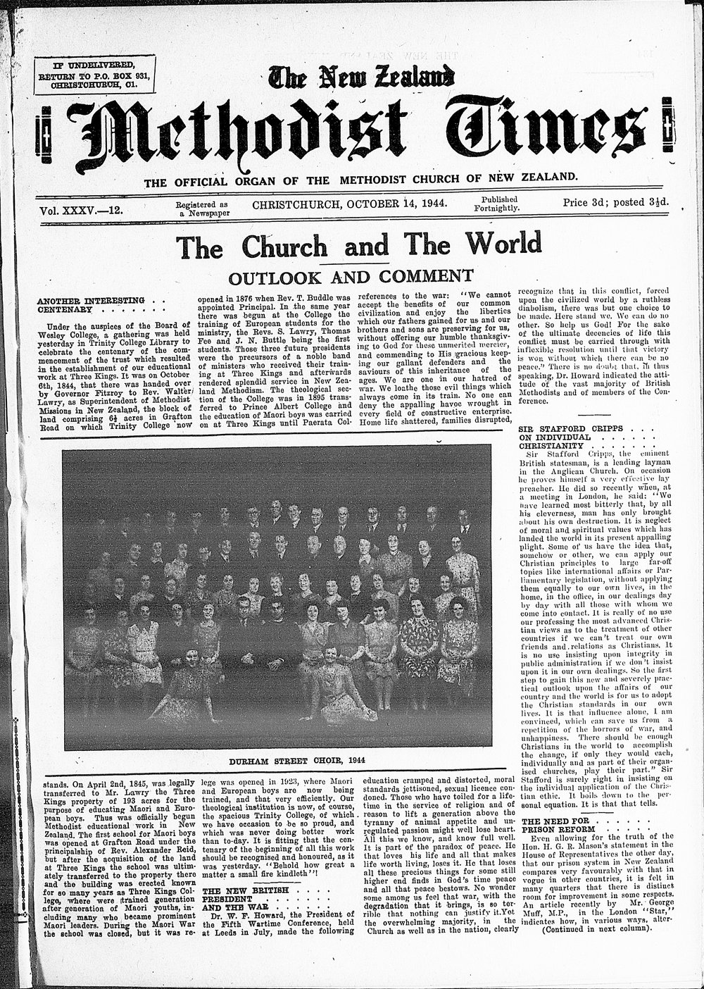The New Zealand Methodist Times: 14th October 1944