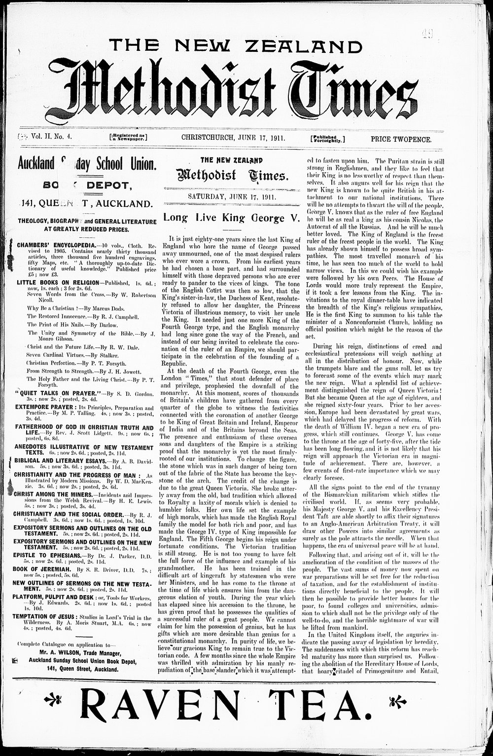 The New Zealand Methodist Times: 17th June 1911