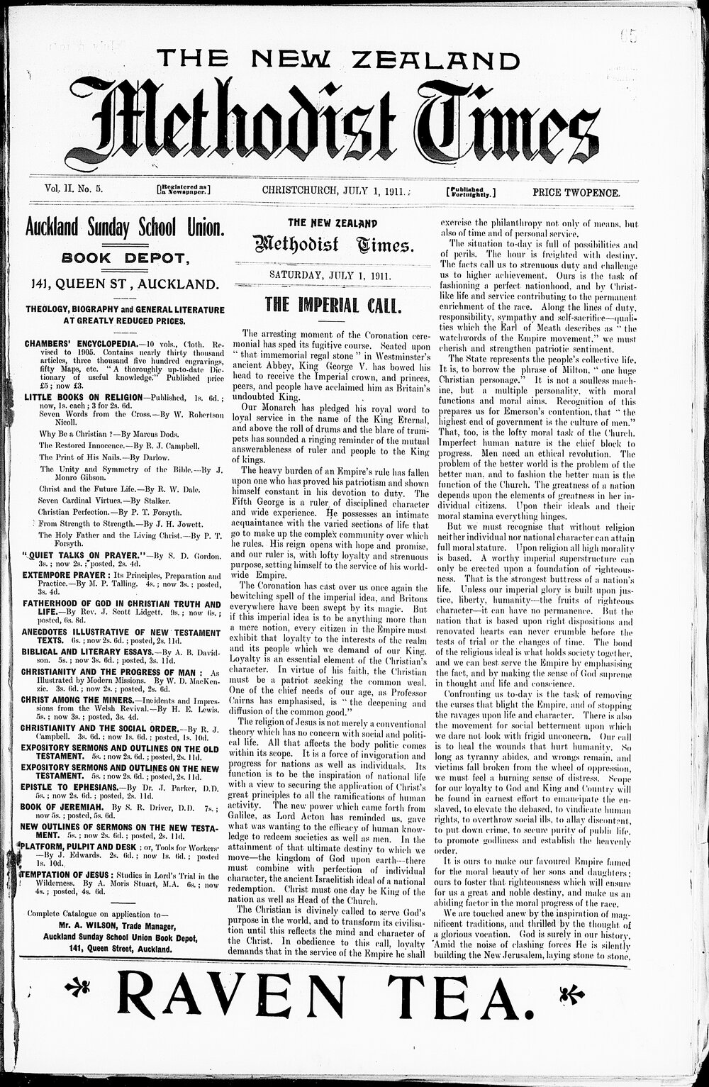 The New Zealand Methodist Times: 1st July 1911