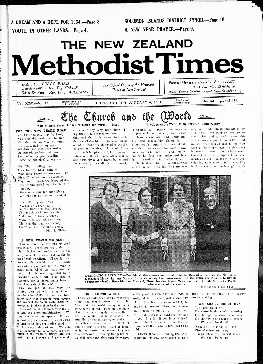 The New Zealand Methodist Times: 6th January 1934
