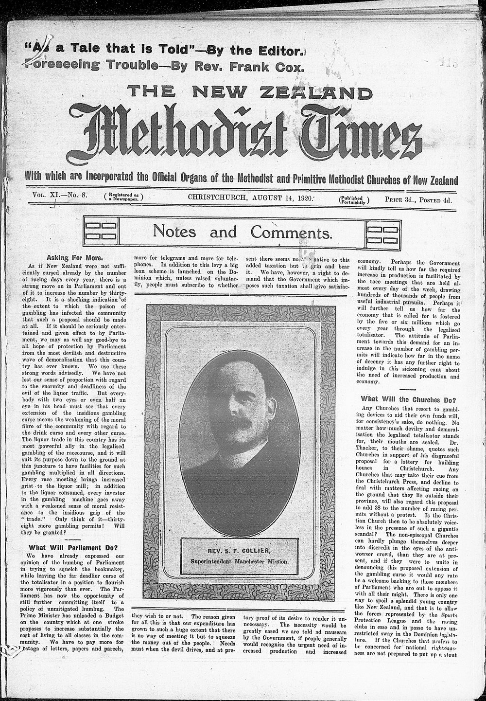 The New Zealand Methodist Times: 14th August 1920