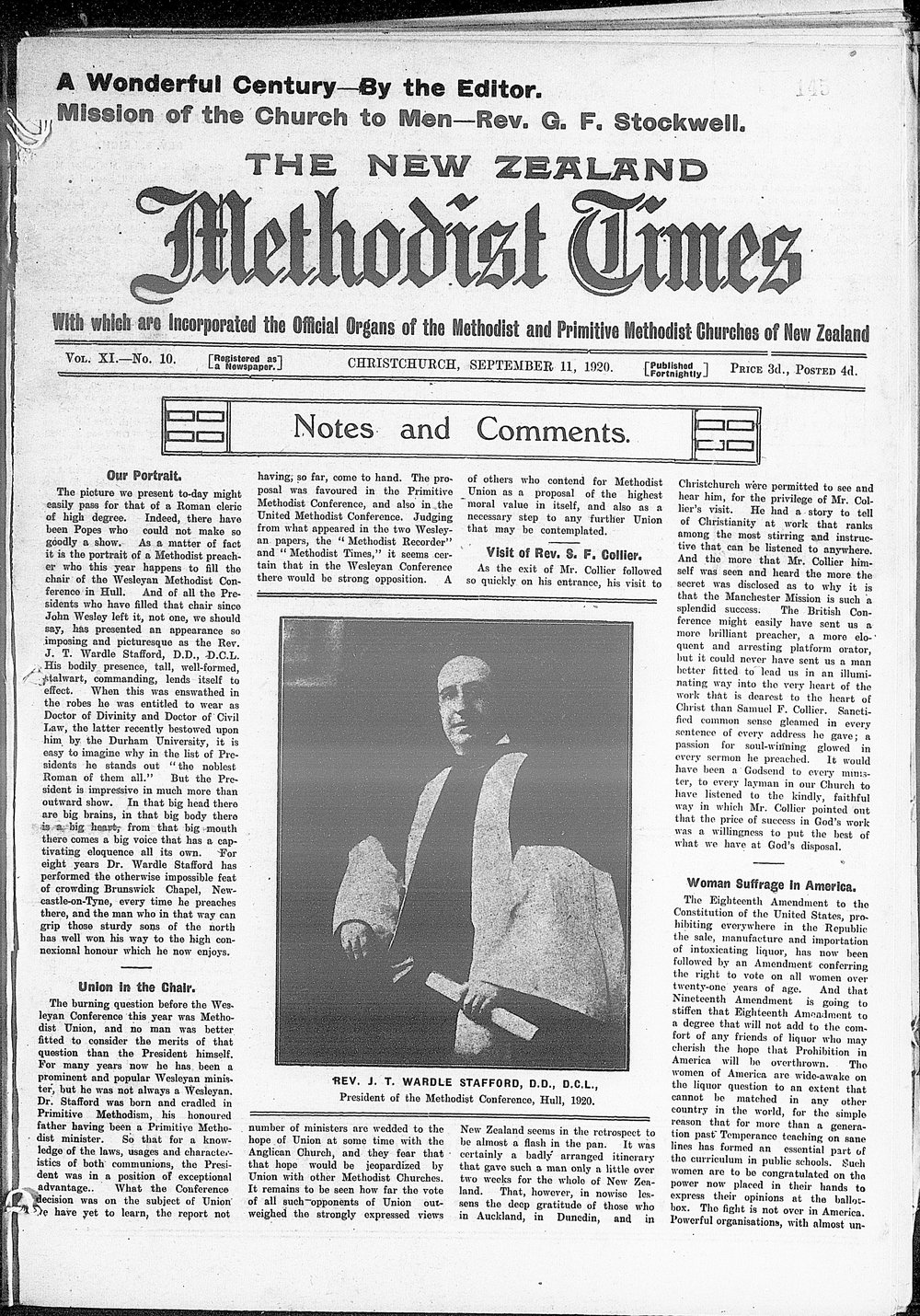 The New Zealand Methodist Times: 11th September 1920
