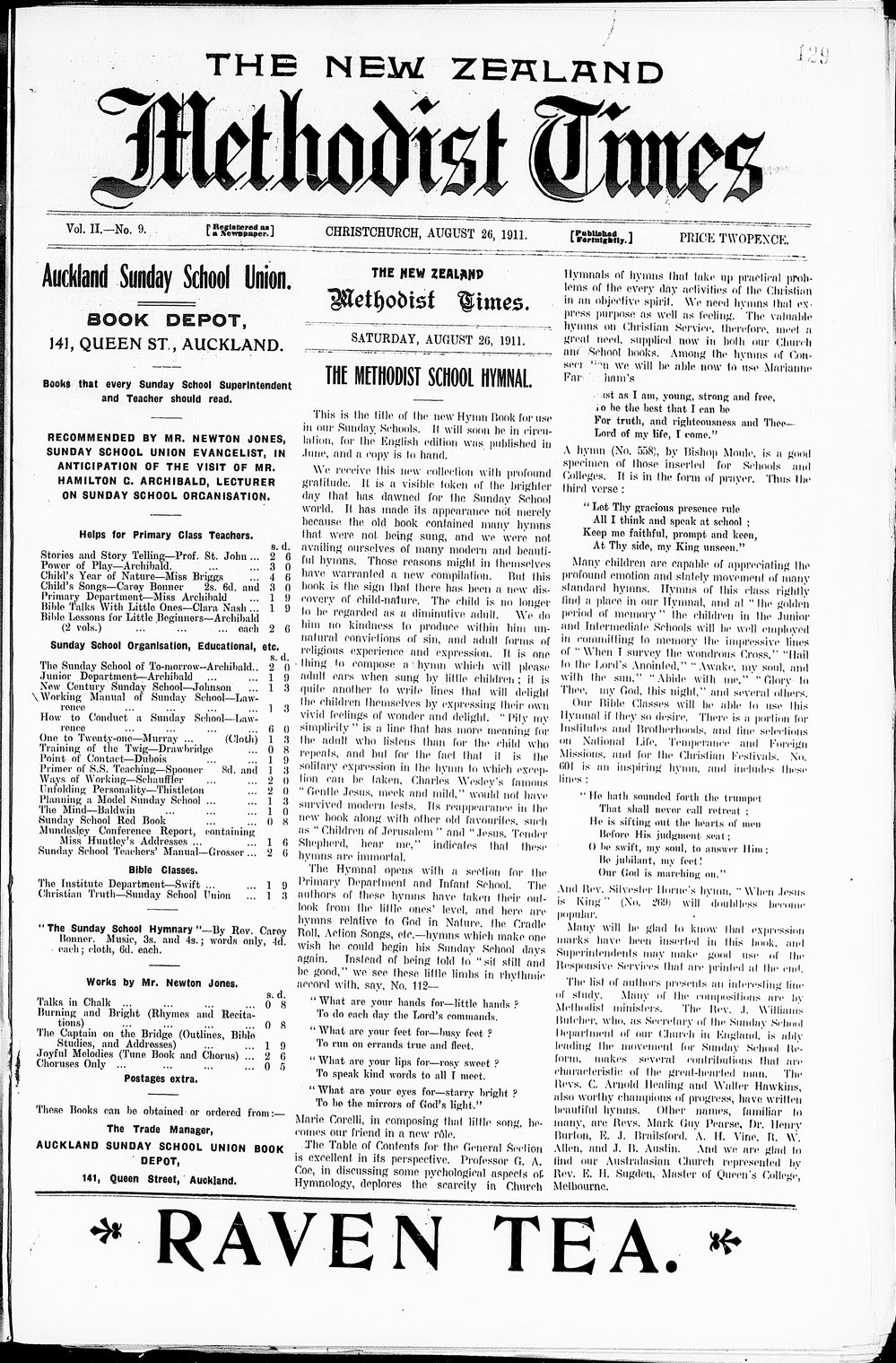 The New Zealand Methodist Times: 26th August 1911