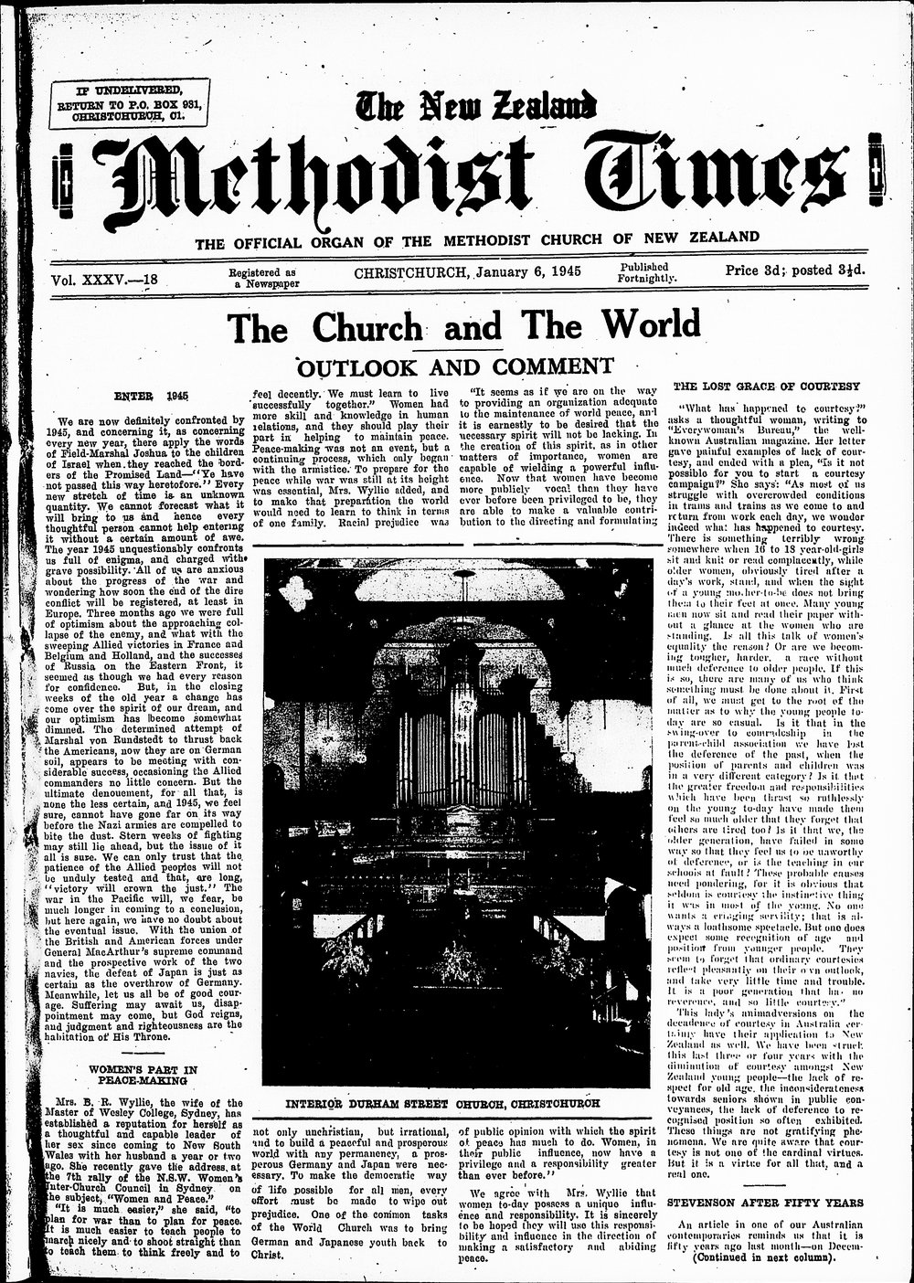 The New Zealand Methodist Times: 6th January 1945