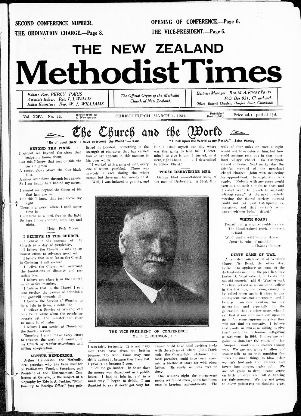 The New Zealand Methodist Times: 3rd March 1934